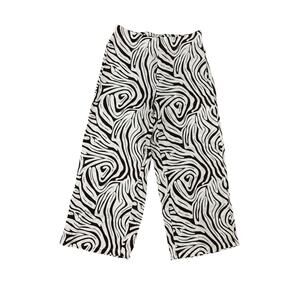 Boho Resort Tahari Zebra Pants S Linen Blend Wide Leg Pull-On